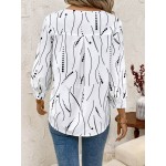 Women s Autumn Winter Button Decorated Print Shirt