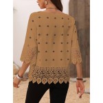 Vacation Leisure Geometric Printed Lace Spliced Shirt