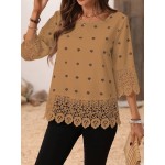 Vacation Leisure Geometric Printed Lace Spliced Shirt