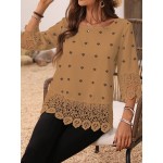 Vacation Leisure Geometric Printed Lace Spliced Shirt