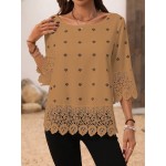 Vacation Leisure Geometric Printed Lace Spliced Shirt