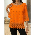 Women Lace Splicing 3 4 Sleeve Summer Blouse