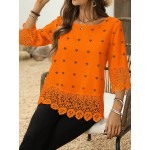 Women Lace Splicing 3 4 Sleeve Summer Blouse