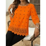 Women Lace Splicing 3 4 Sleeve Summer Blouse