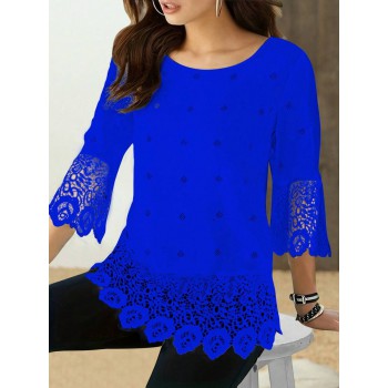 Guipure Lace Insert Blouse For Dailywear