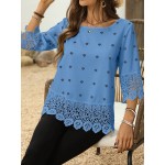 Women Lace Patchwork 3 4 Sleeve Summer Shirt