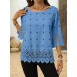 Women Lace Patchwork 3 4 Sleeve Summer Shirt