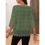 Holiday Leisure Geometric Printed Lace Spliced Shirt