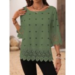 Holiday Leisure Geometric Printed Lace Spliced Shirt