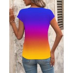 Women s Simple Gradient Color Short Sleeve T Shirt For Daily Wear