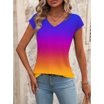 Women s Simple Gradient Color Short Sleeve T Shirt For Daily Wear