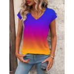 Women s Simple Gradient Color Short Sleeve T Shirt For Daily Wear