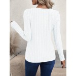 Women s Asymmetric Hem Slit Ribbed Long Sleeve T Shirt