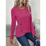 Rib Knit Cross Over Wrap T Shirt