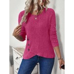 Rib Knit Cross Over Wrap T Shirt